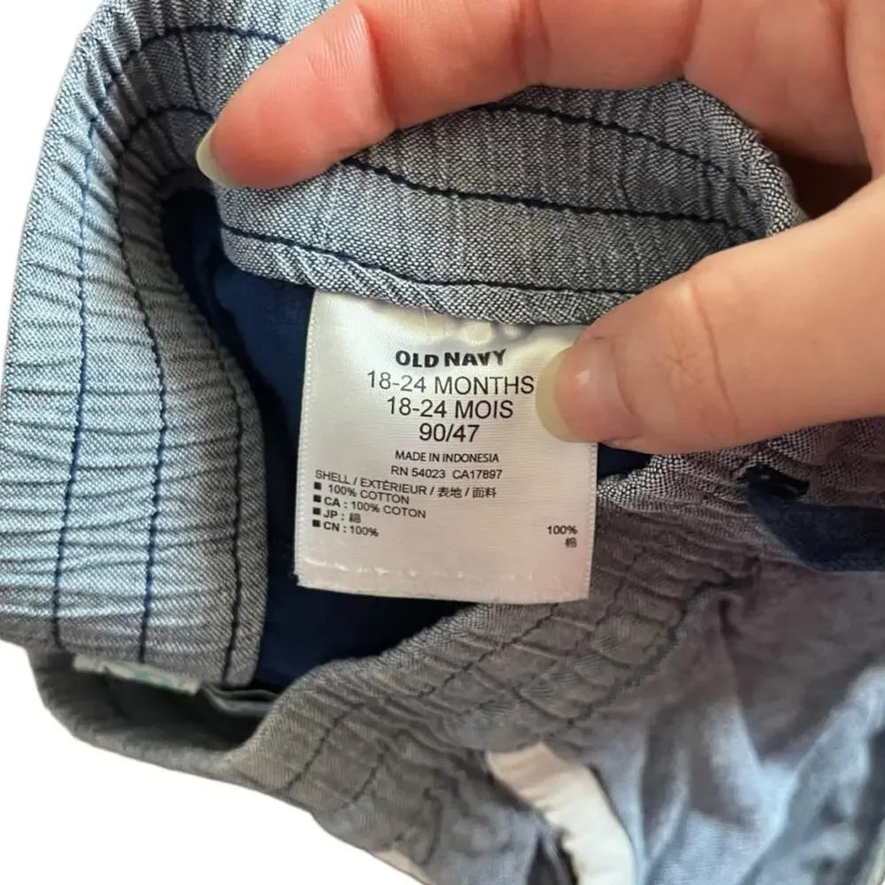 Old Navy blue chambray skort elastic drawstring waist 18-24 months